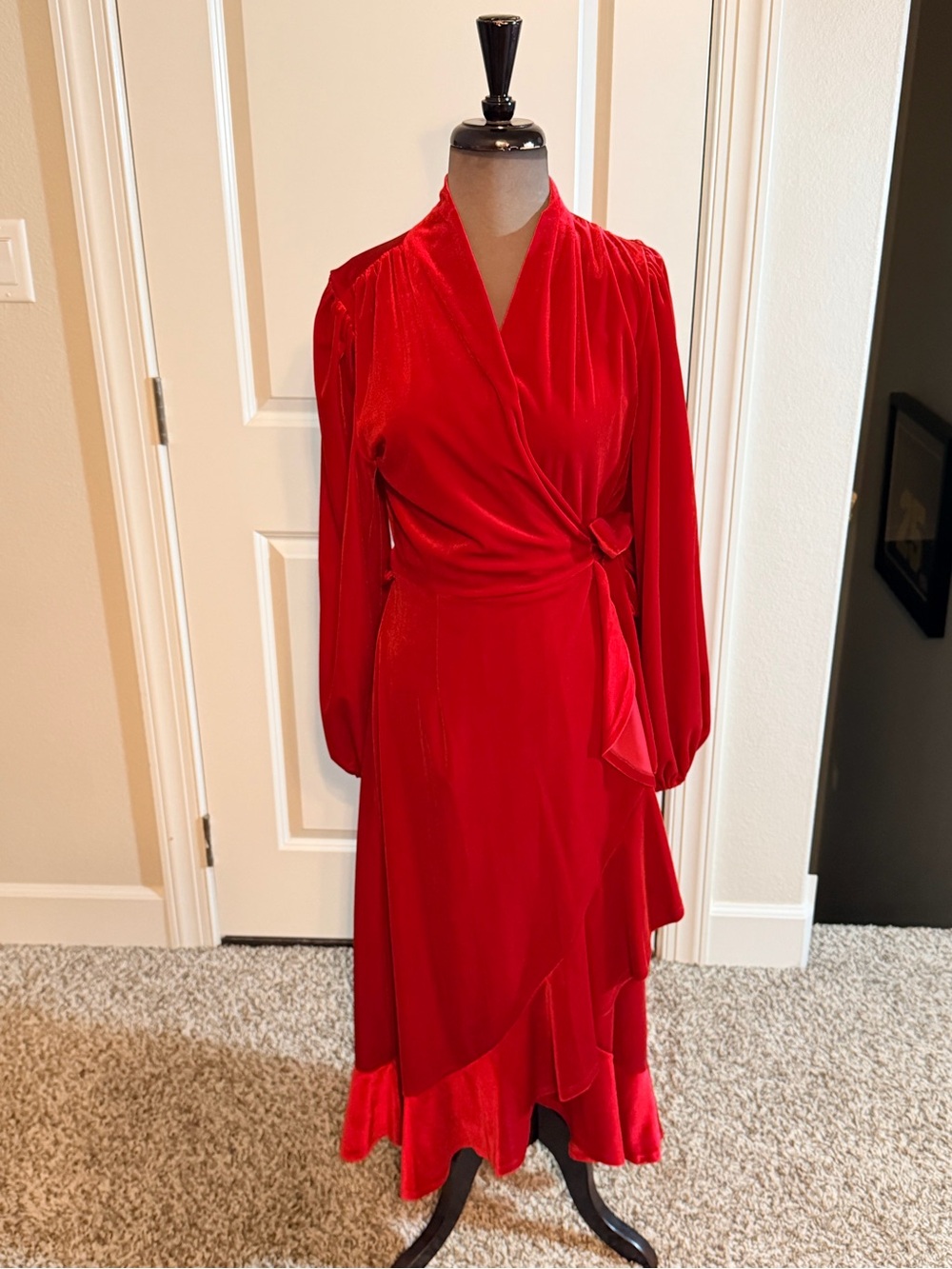Gibson Latimer Red Long-Sleeve Wrap Dress